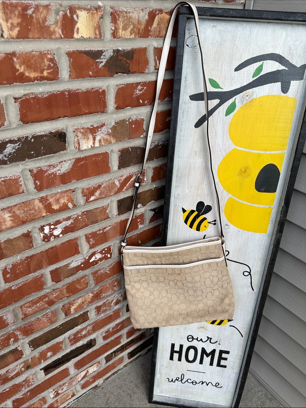 Coach Signature Jacquard Canvas & Leather Crossbody Bag